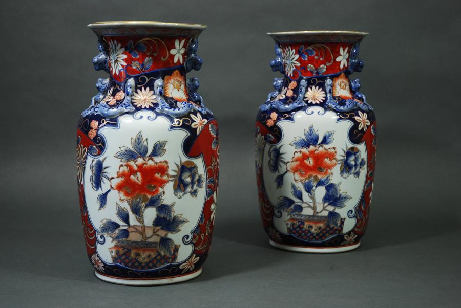 Large pair of Imari vases