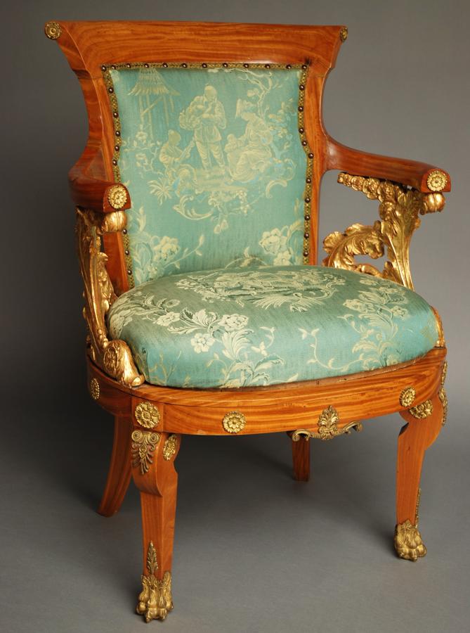 Late 19thc solid satinwood armchair
