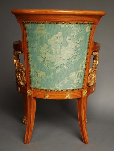 Late 19thc solid satinwood armchair