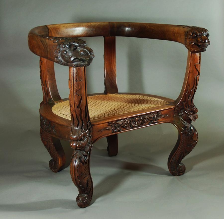 Chinese armchair with carved dragons