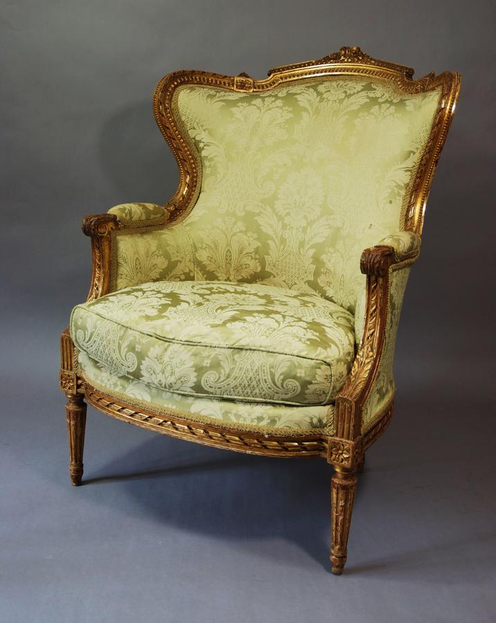 19thc French gilt & carved wood armchair