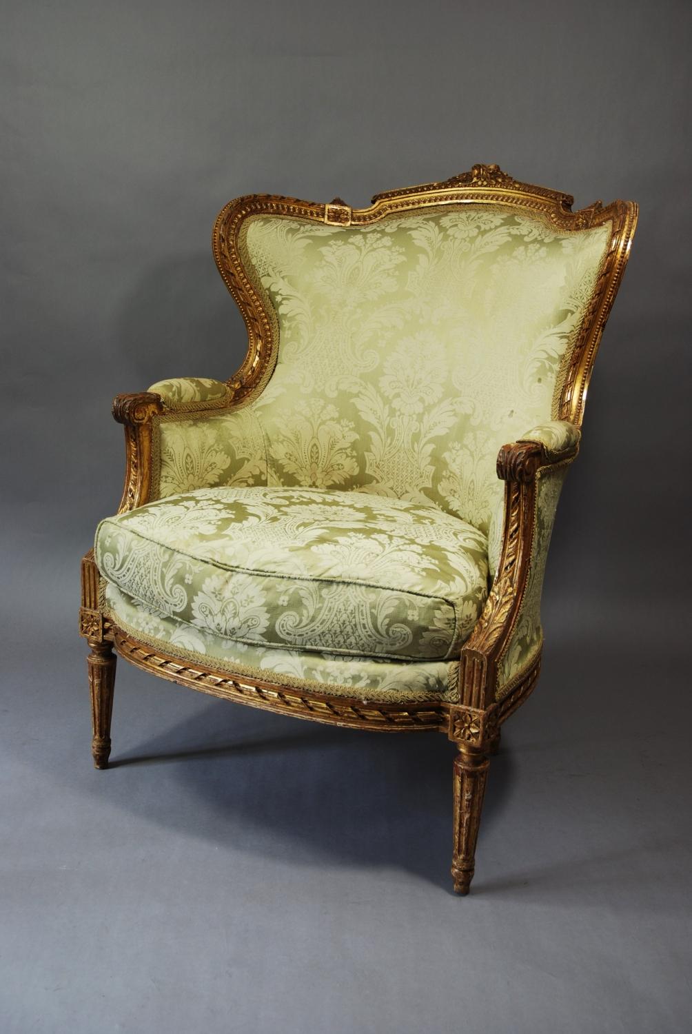 19thc French gilt & carved wood armchair