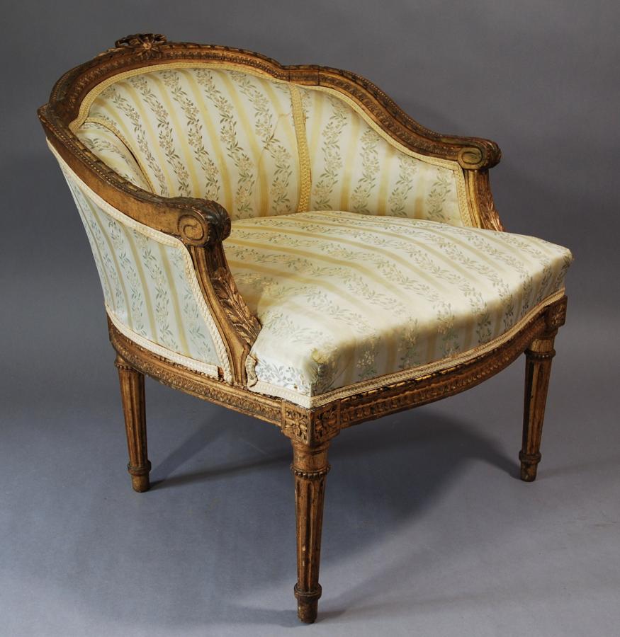 19thc French low back chair, with gilt finish