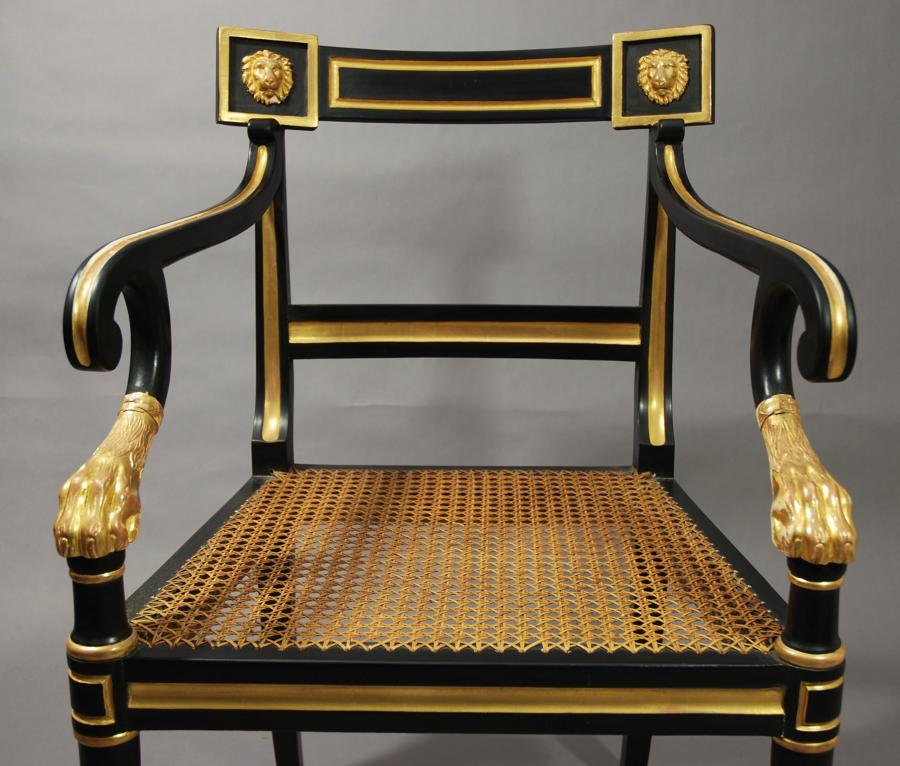 Reproduction Regency style open armchair