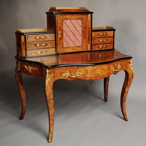 19thc fine burr walnut boheur de jour