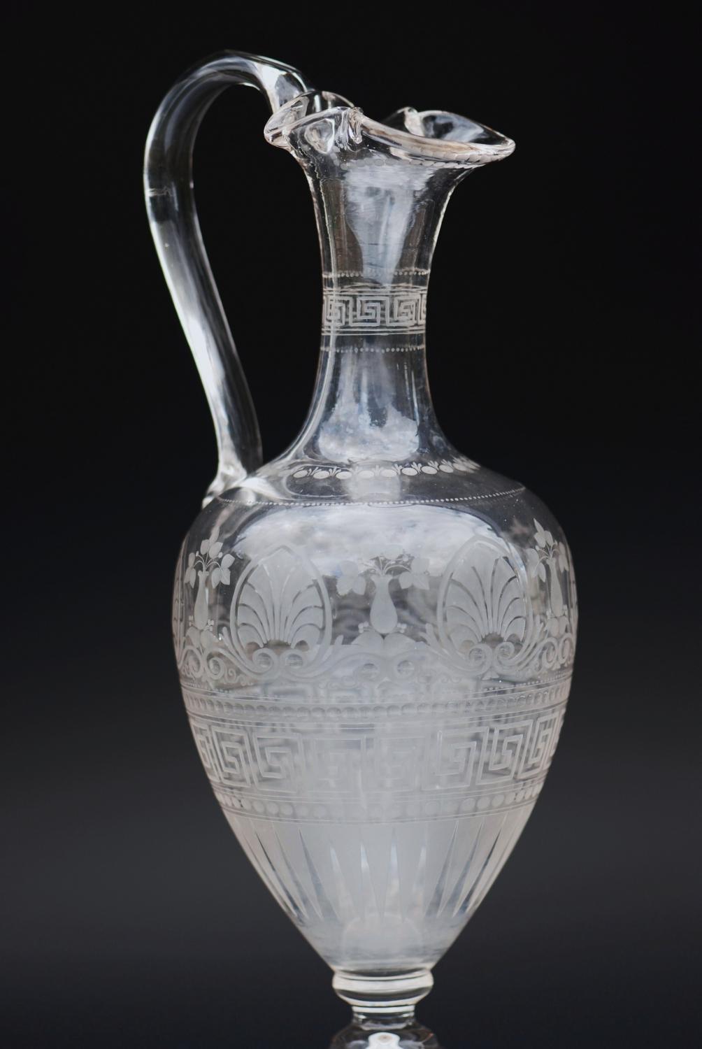 19thc Amphora acid-etched claret decanter