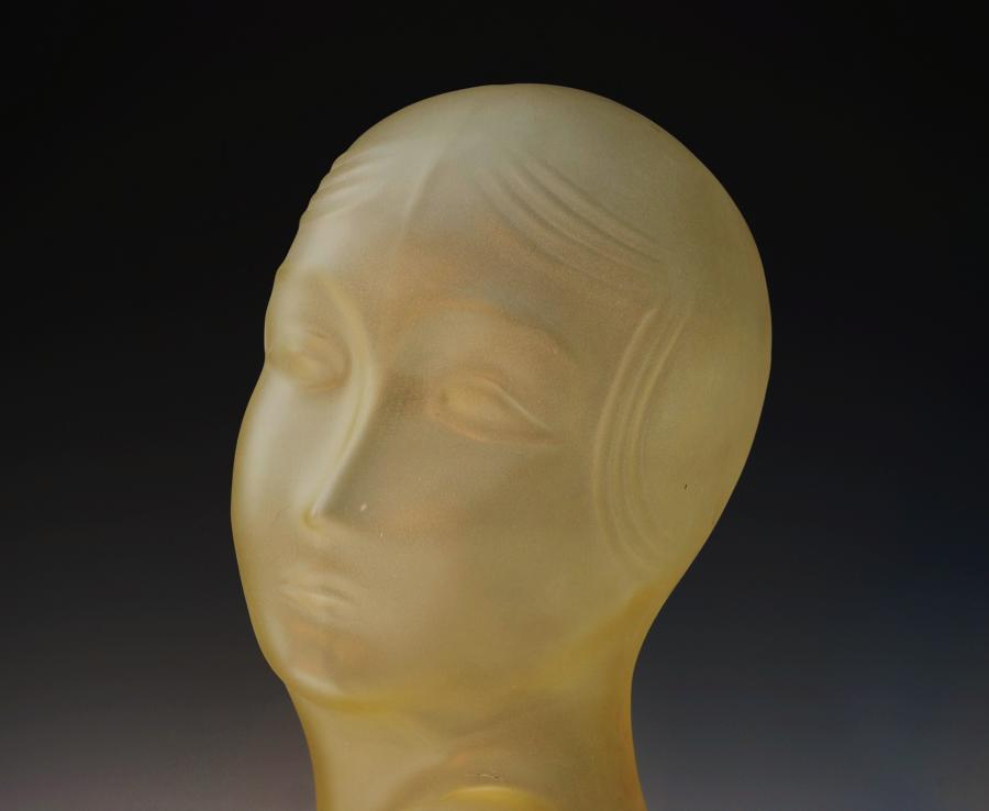 Art Deco French glass female bust