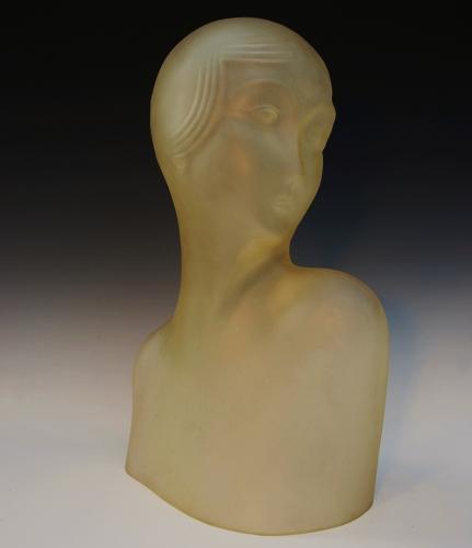 Art Deco French glass female bust