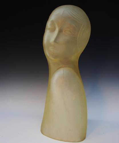 Art Deco French glass female bust