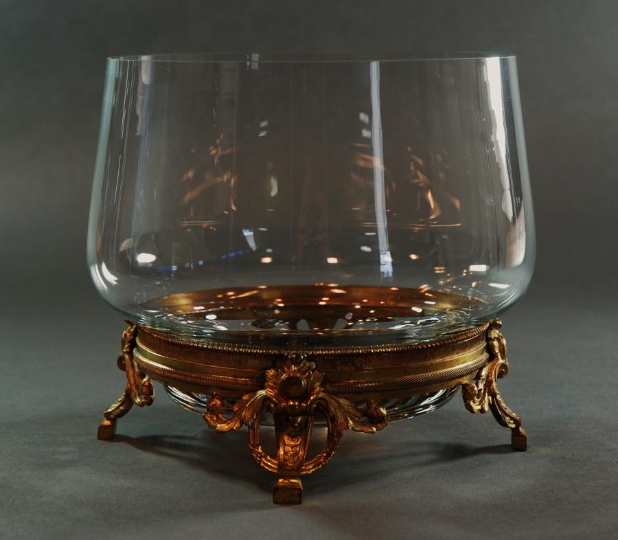 Highly Decorative glass bowl on ormolu stand