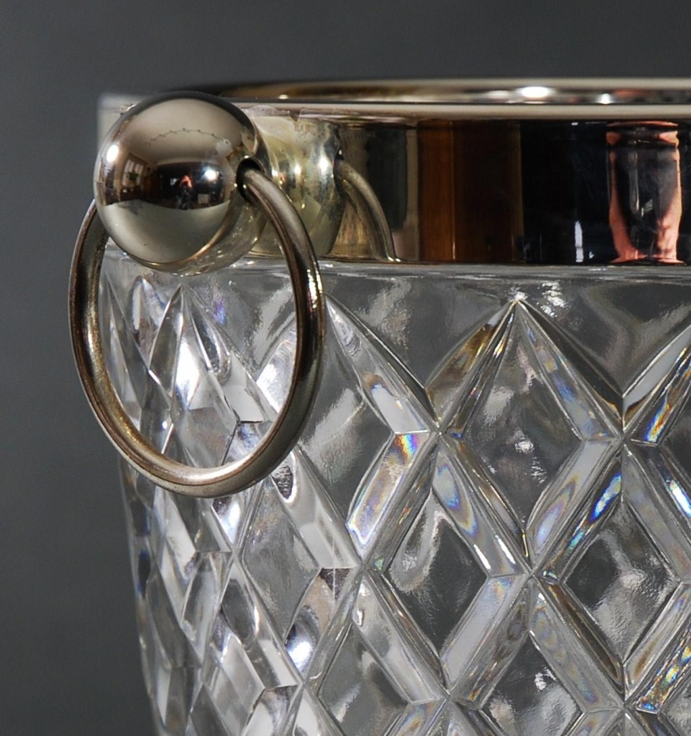 Diamond cut glass ice bucket