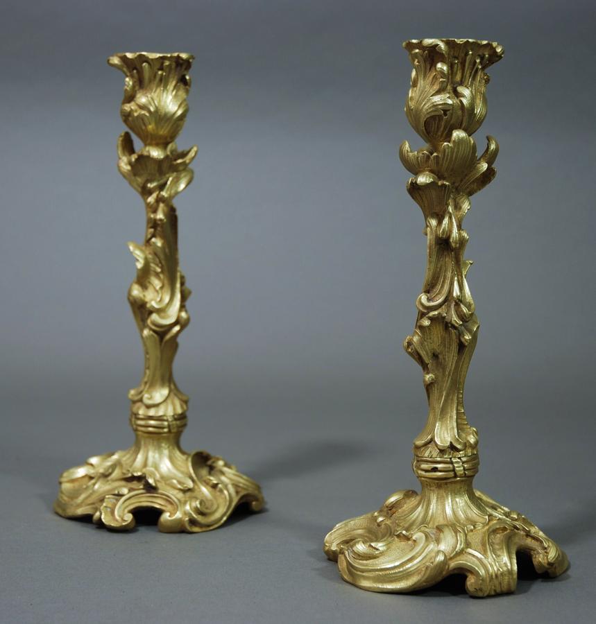 Pair of late 19thc ormolu candlesticks in the