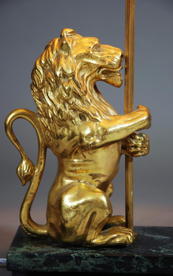 Decorative ormolu lion lamp