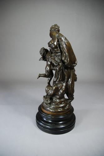 19thc cast spelter figure of Venus & Cupid 