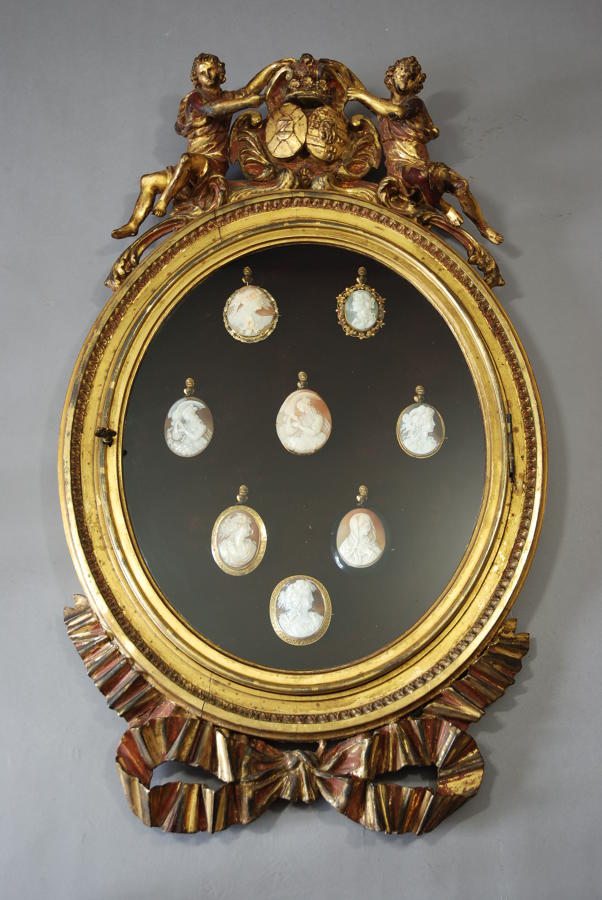 19thc carved & gilded hanging display case
