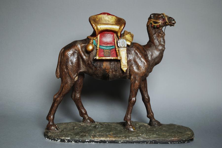 Late 19thc painted plaster camel