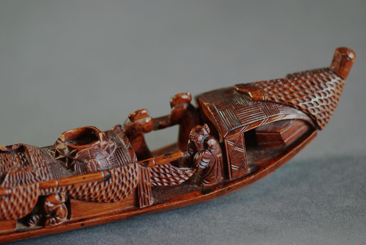 Chinese carved bamboo boat