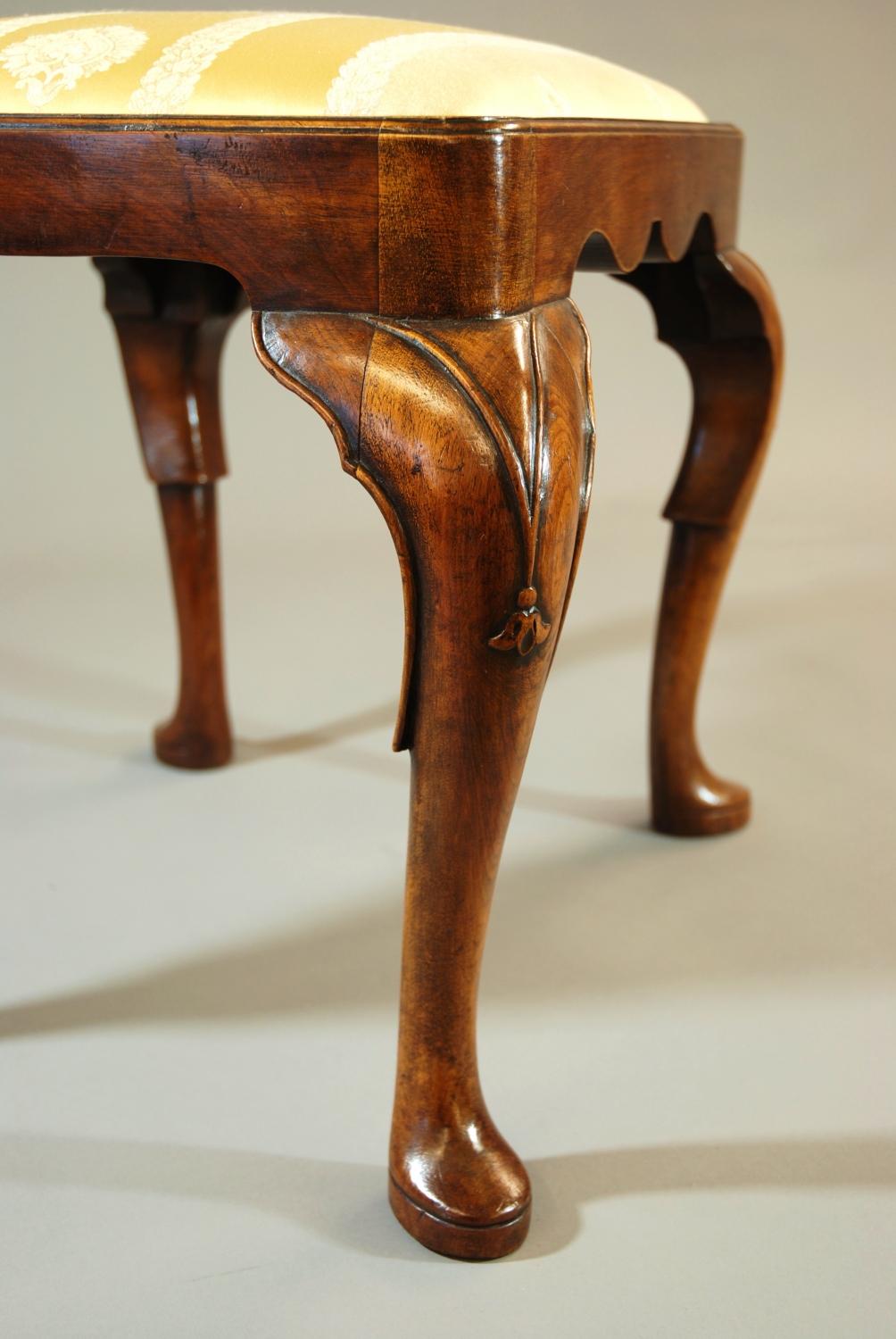 Early 20thc walnut cabriole leg stool in SOLD ARCHIVE