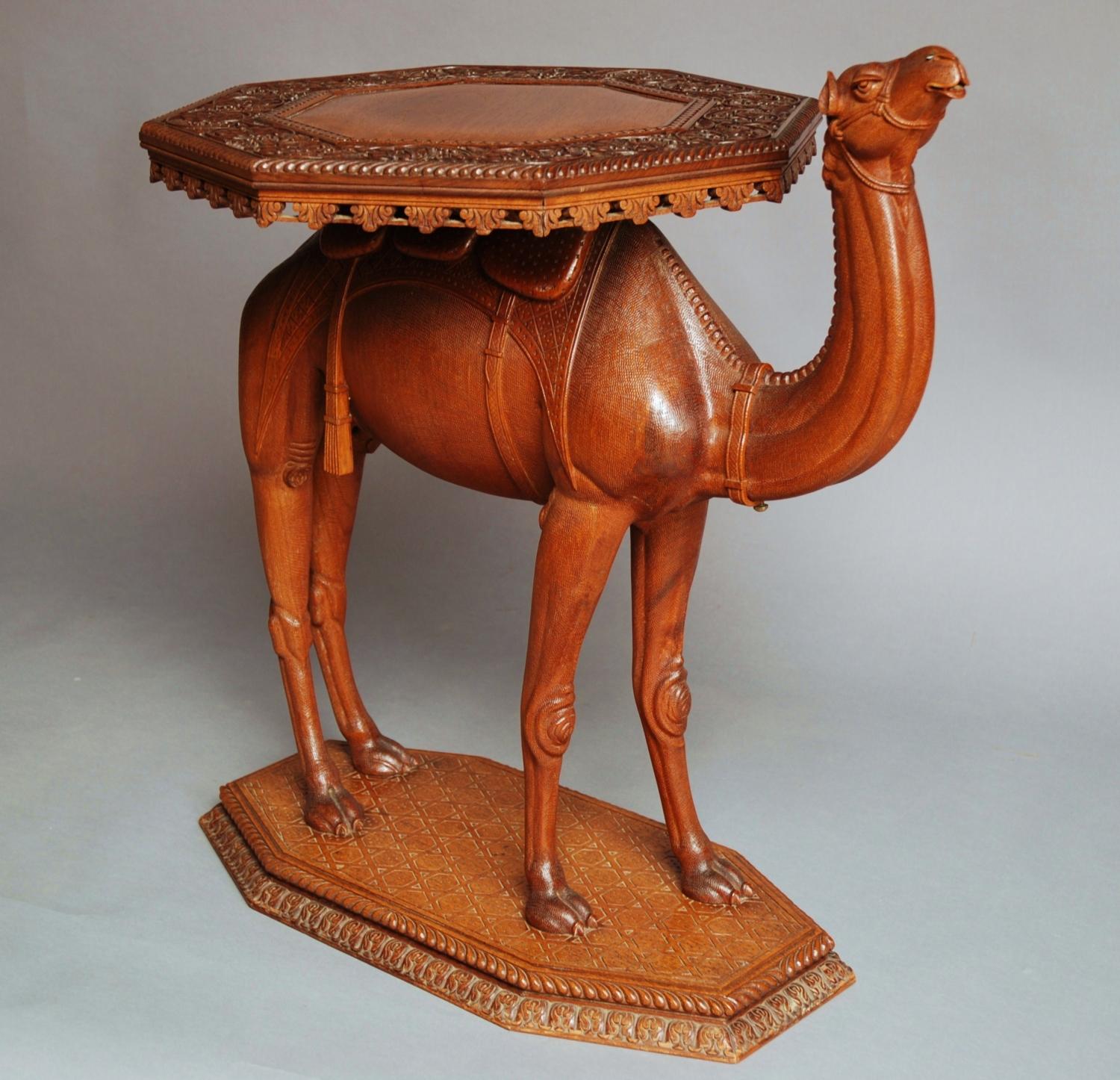 Late 19thc Anglo Indian hardwood camel table