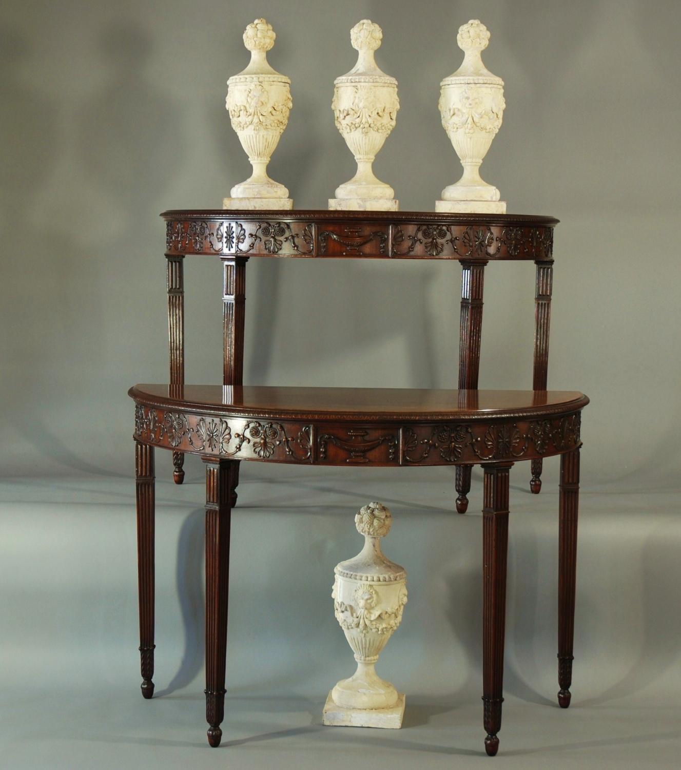 Superb pair of mahogany console tables 