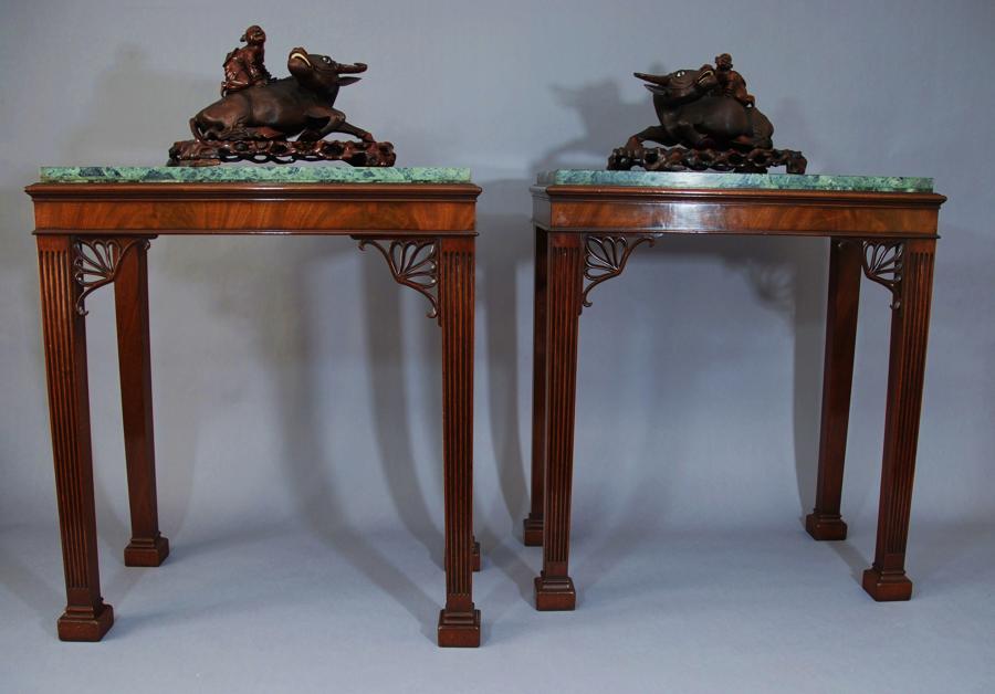Pair of Adam Style marble top tables