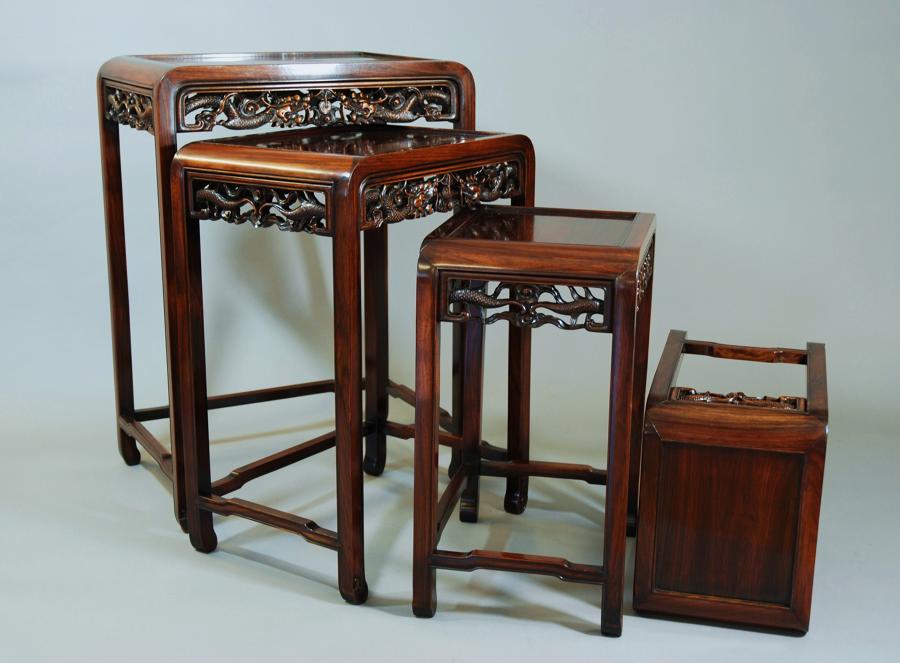 Chinese hardwood quartetto nest of tables