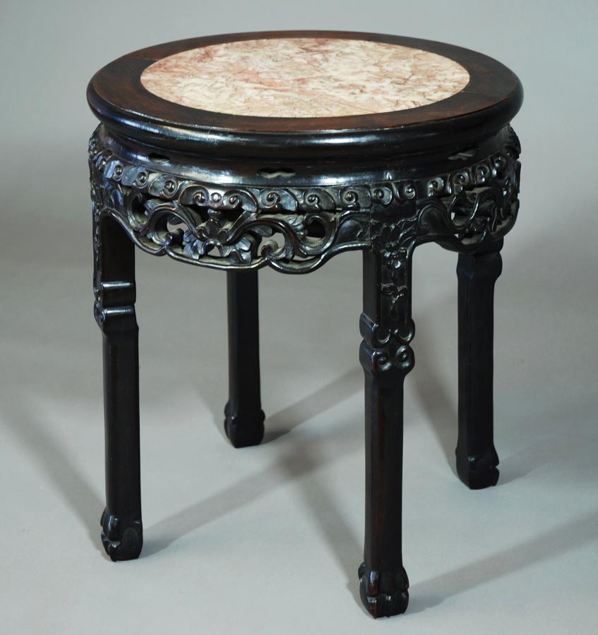 Late 19thc Chinese low table with marble top