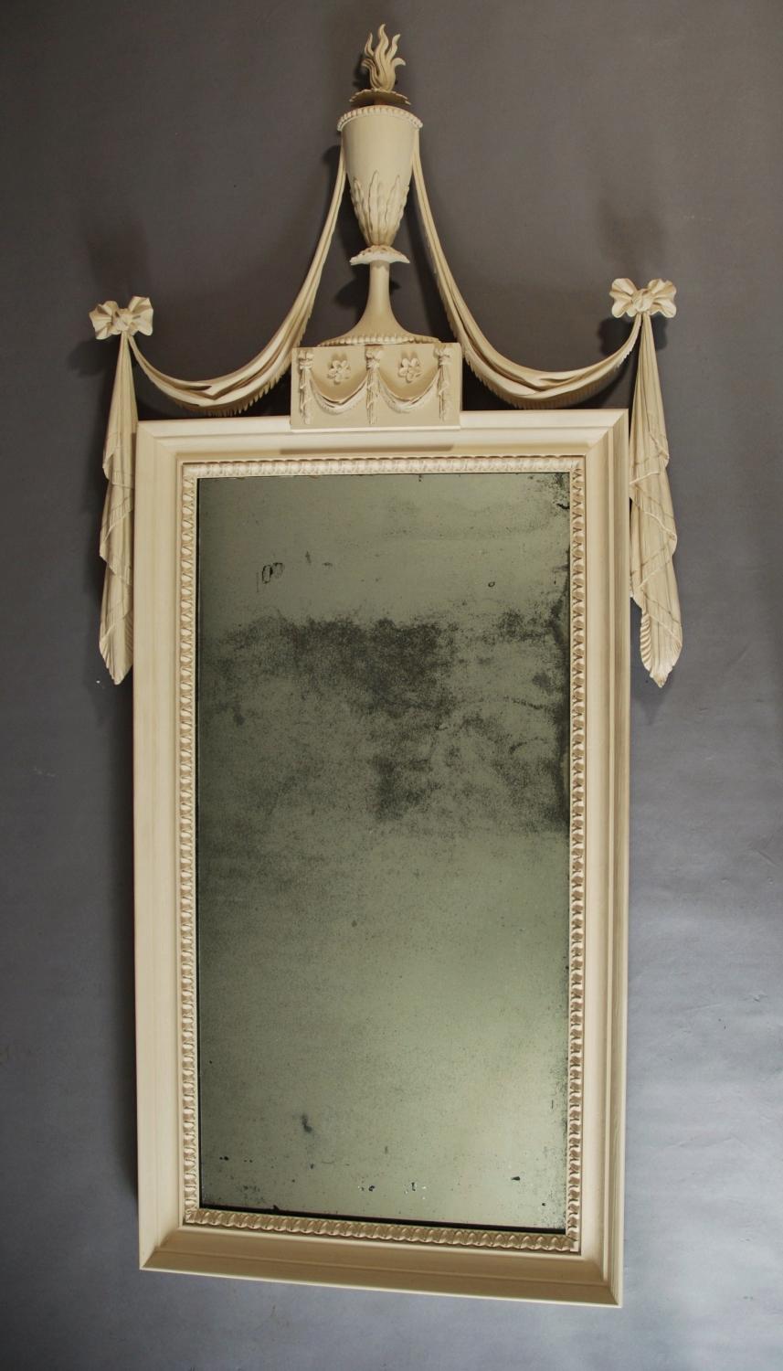 19th century pine painted pier mirror