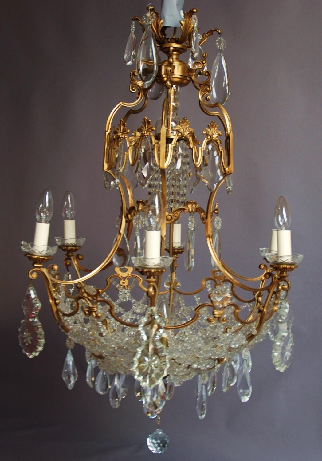 Late 19thc six branch French chandelier