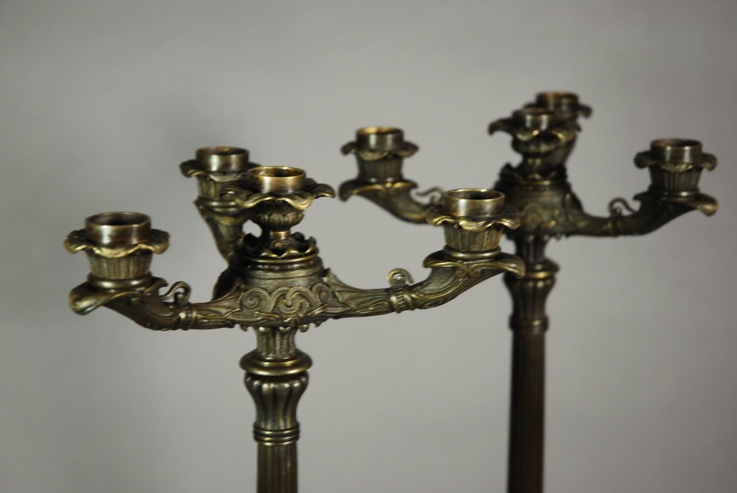 Fine quality pair of bronze candelabra
