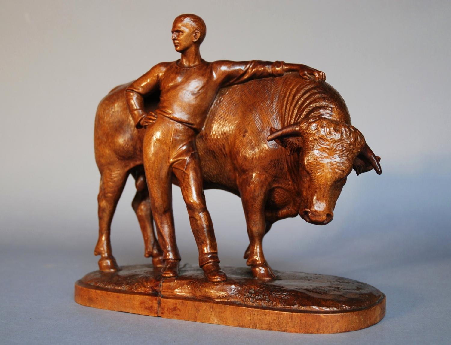 19thc Black Forest figure of a bull