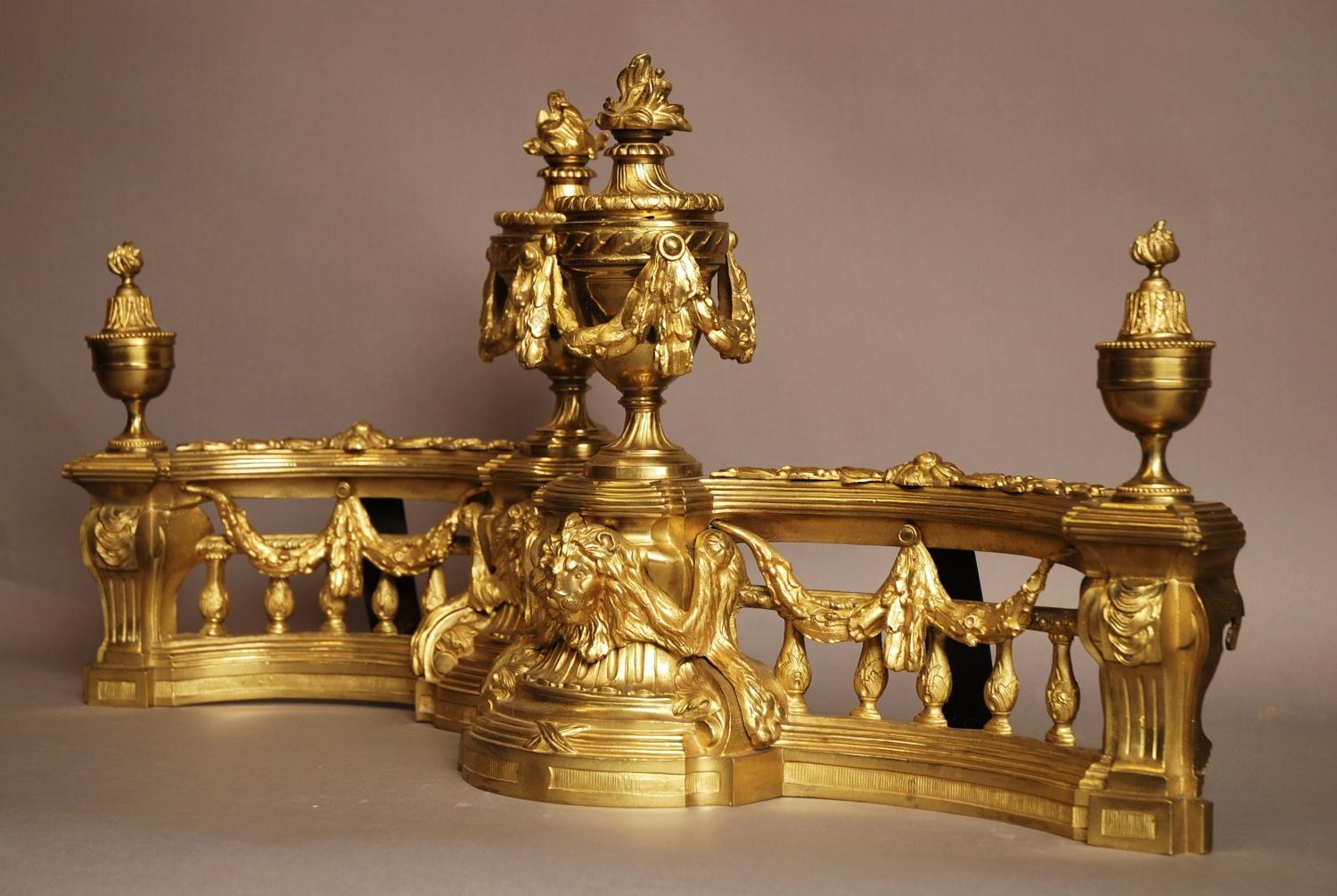 19thc French  pair of ormolu chenets