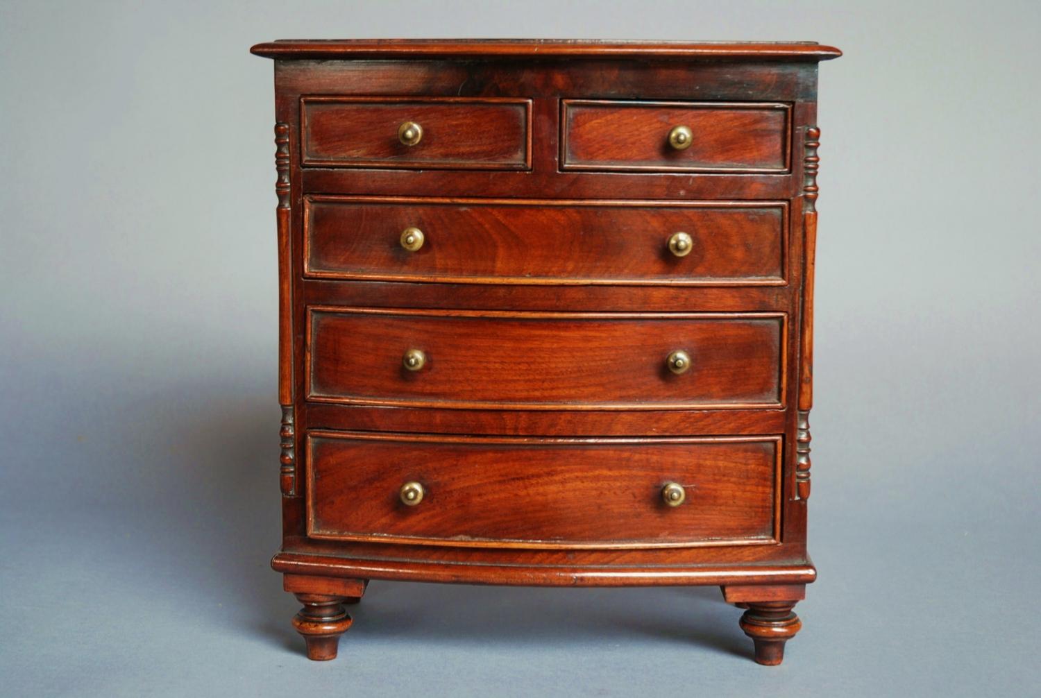 19thc mahogany miniature chest of drawers