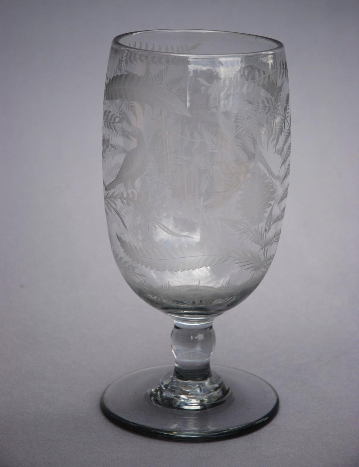 Victorian engraved glass celery vase