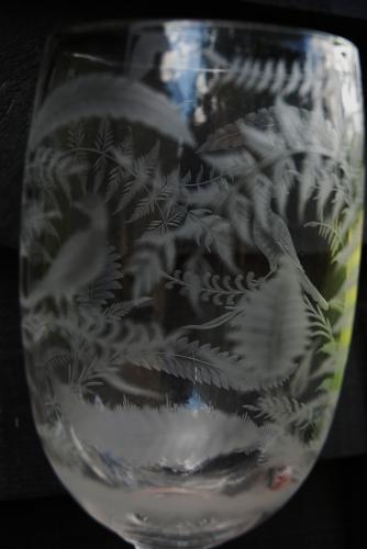 Victorian engraved glass celery vase