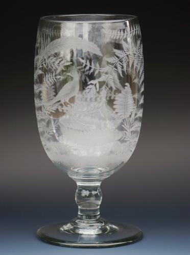 Victorian engraved glass celery vase