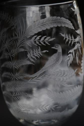 Victorian engraved glass celery vase