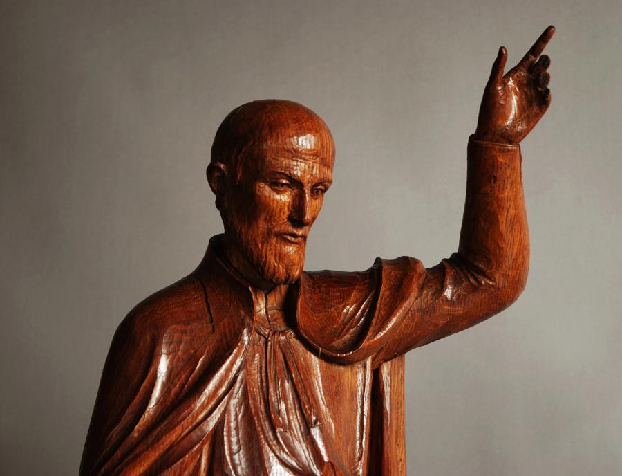Late 19thc wooden carving of a Saint