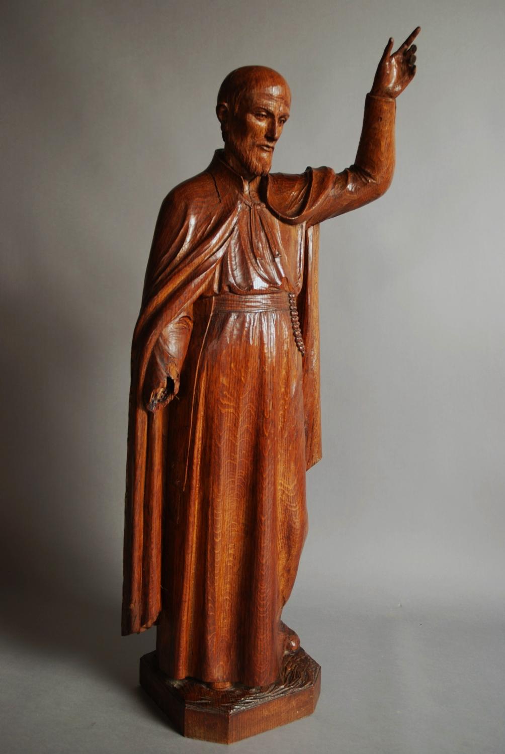 Late 19thc wooden carving of a Saint