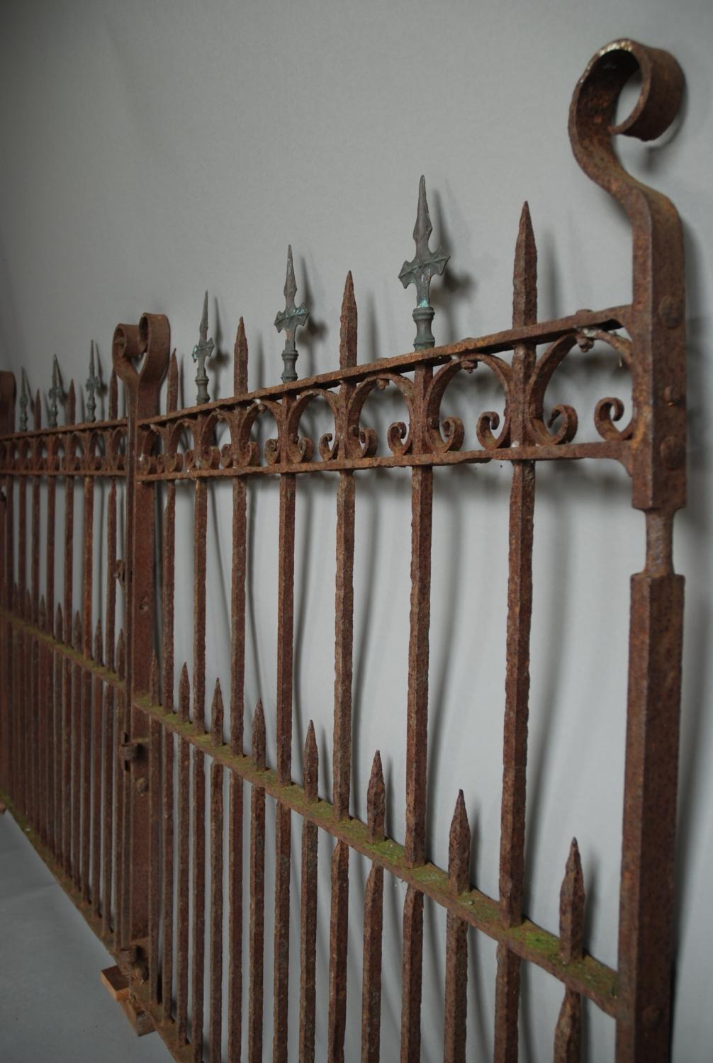 19thc pair of weathered wrought iron gates