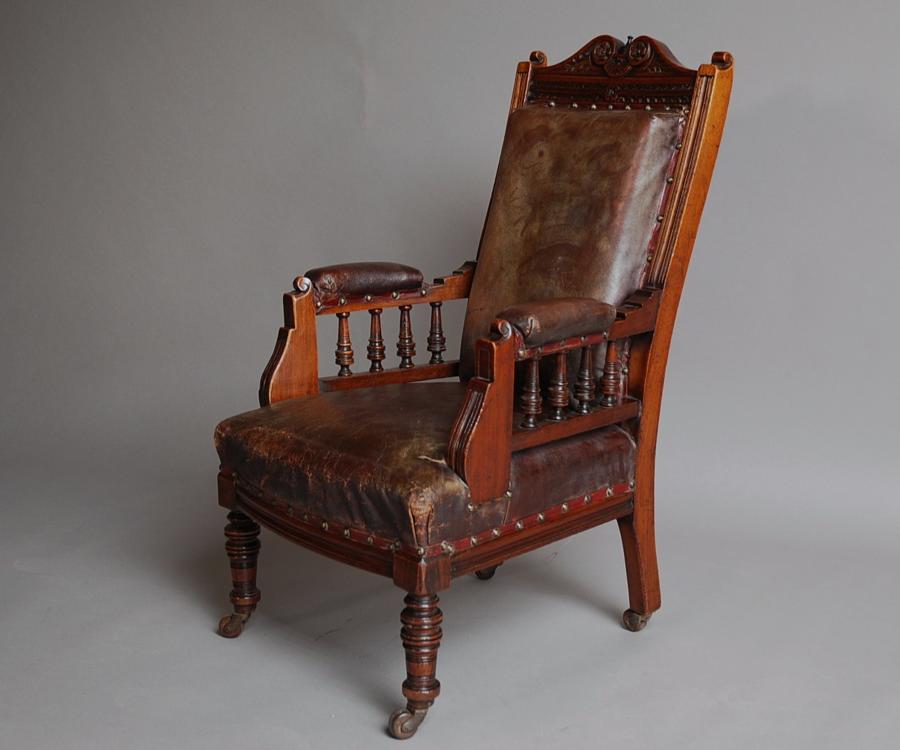 Mahogany and leather large childs armchair