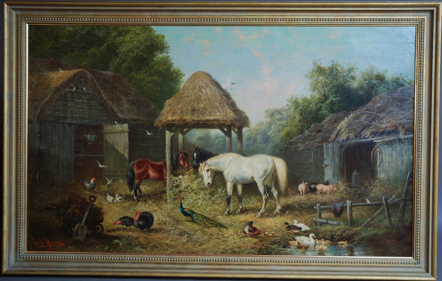 A Farmyard Scene, oil on canvas