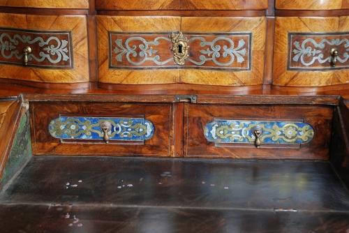 South German walnut bureau-cabinet on stand