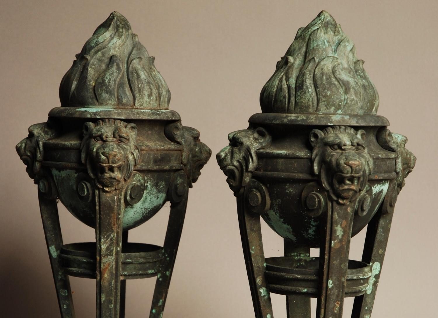 Pair of bronze Italian flambeaux