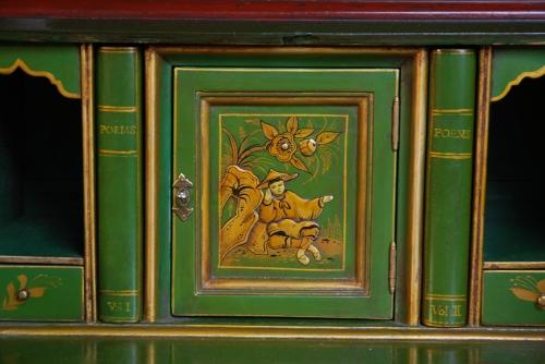 Chinoiserie lacquered bureau bookcase