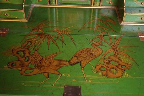 Chinoiserie lacquered bureau bookcase