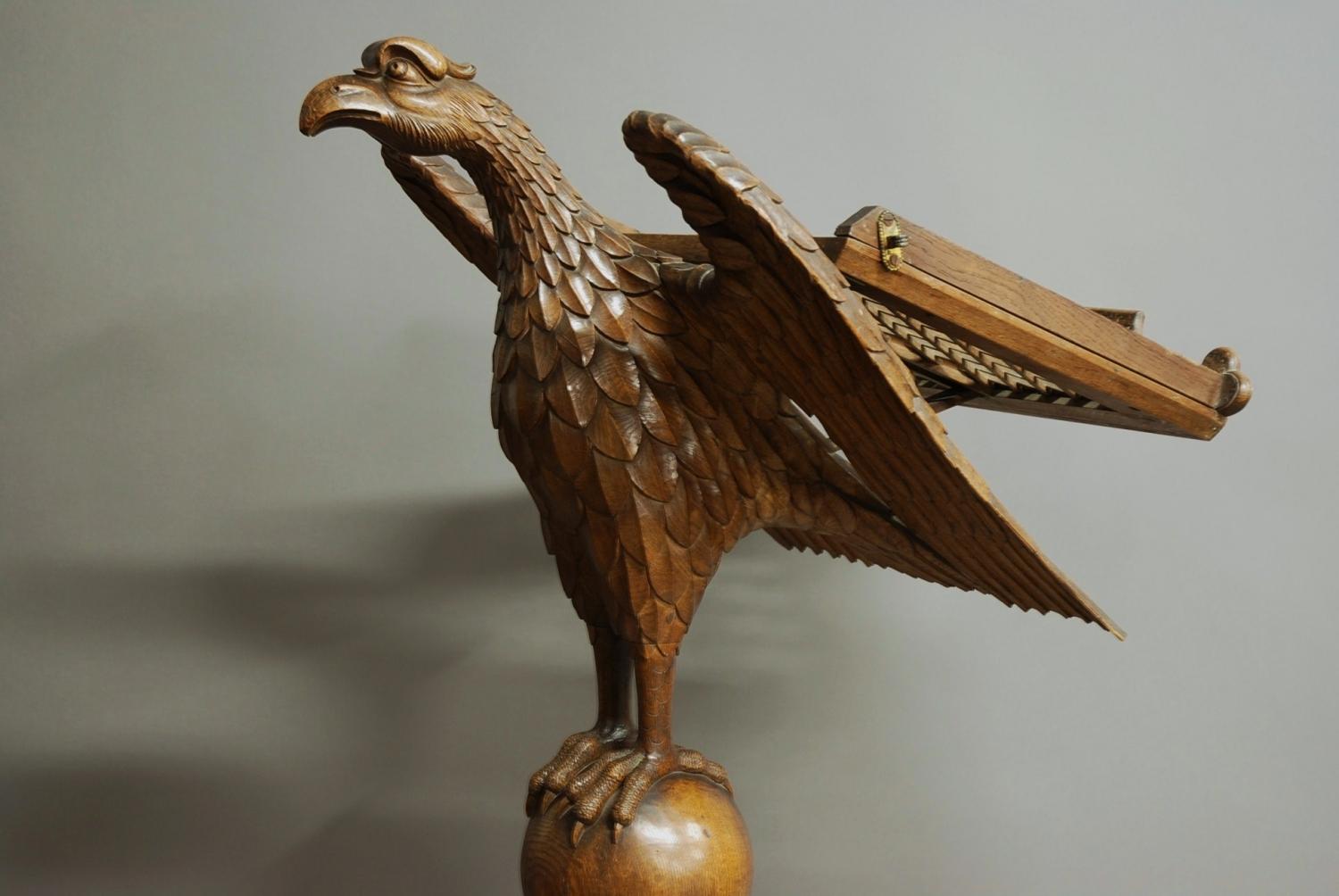 Finely carved oak eagle lecturn