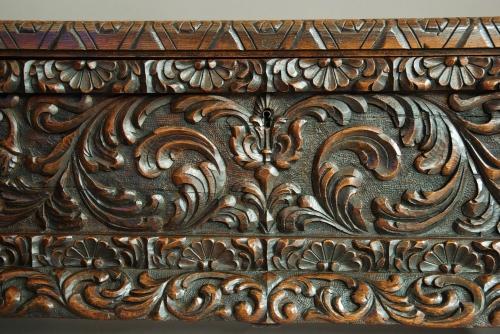 Late 19th century profusely carved oak chest