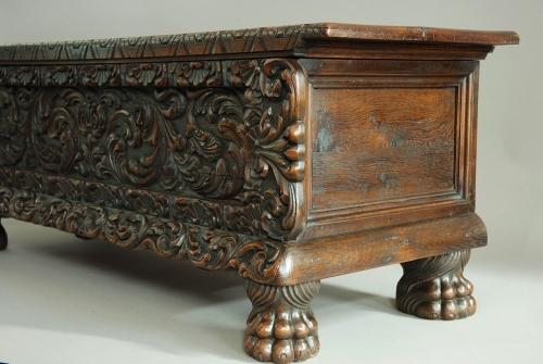 Late 19th century profusely carved oak chest