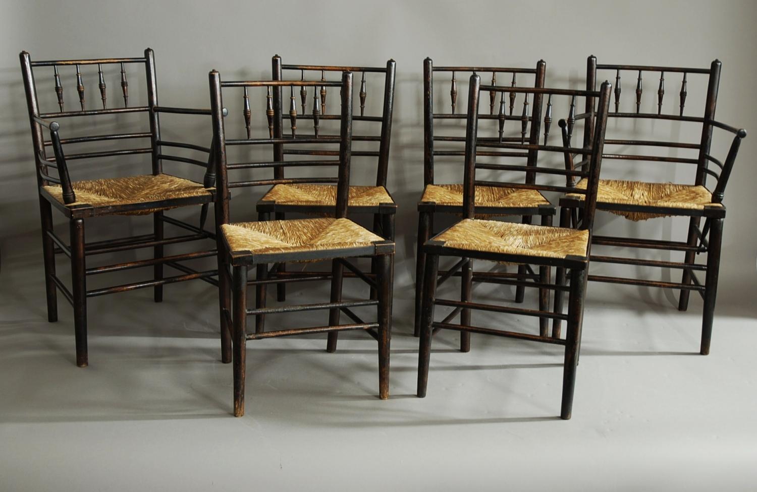 Set of six Morris & Co. Sussex chairs